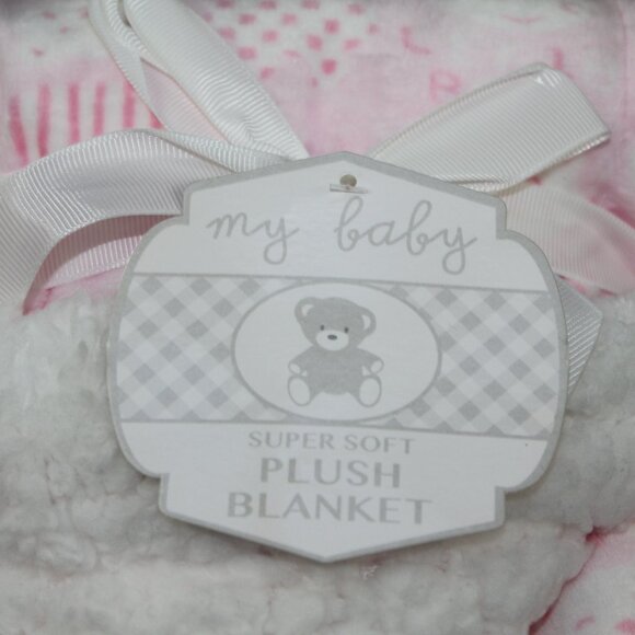My Baby Pink Kitty Cat Heart Blanket Infant Girls Sherpa Fleece White NWT FLAW - Picture 2 of 4
